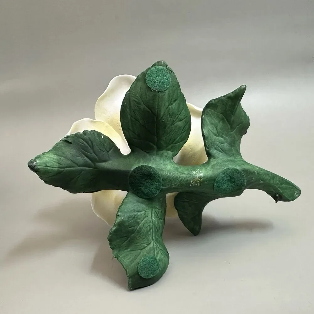 Vintage Porcelain White Rose Figurine Ceramic Flower Sculpture Capodimonte Style